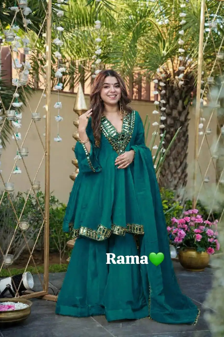 Aliya Cut Mirror Work Suit Set