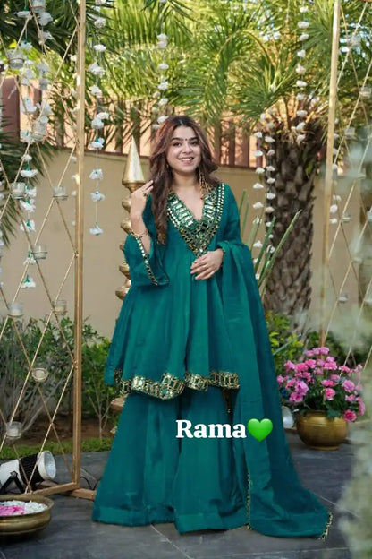 Aliya Cut Mirror Work Suit Set