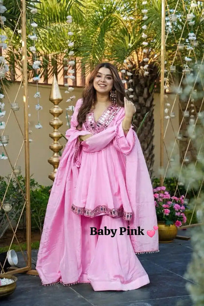 Aliya Cut Mirror Work Suit Set