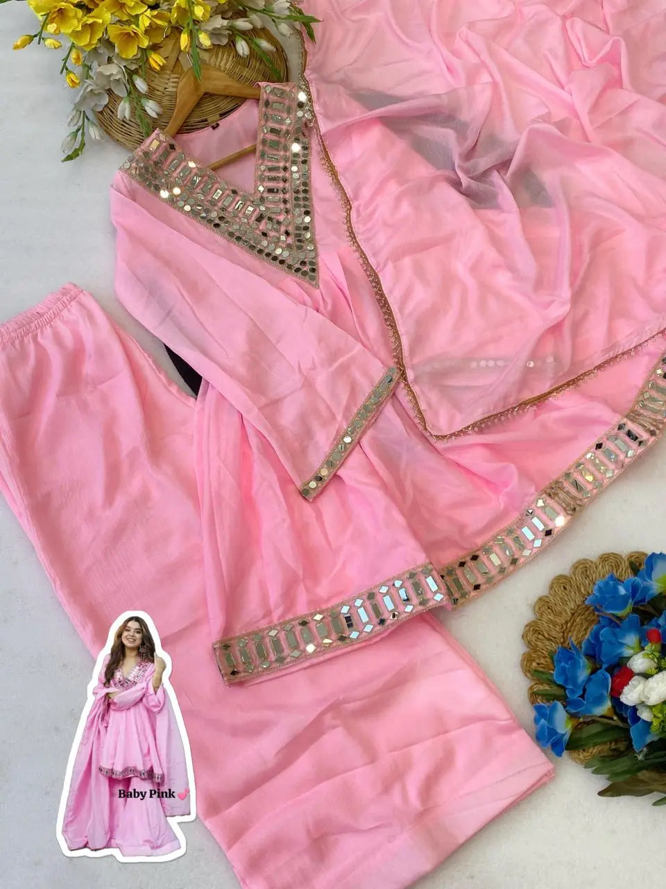 Aliya Cut Mirror Work Suit Set