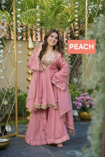 Aliya Cut Mirror Work Suit Set