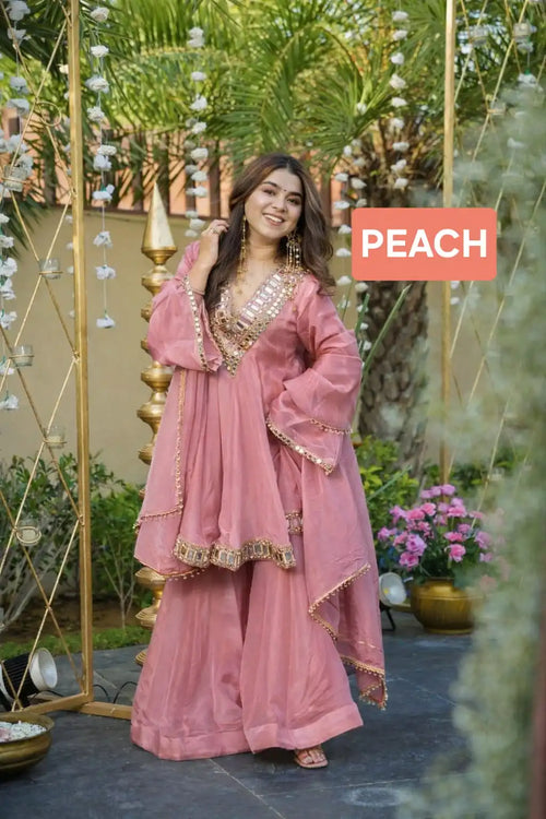 Aliya Cut Mirror Work Suit Set