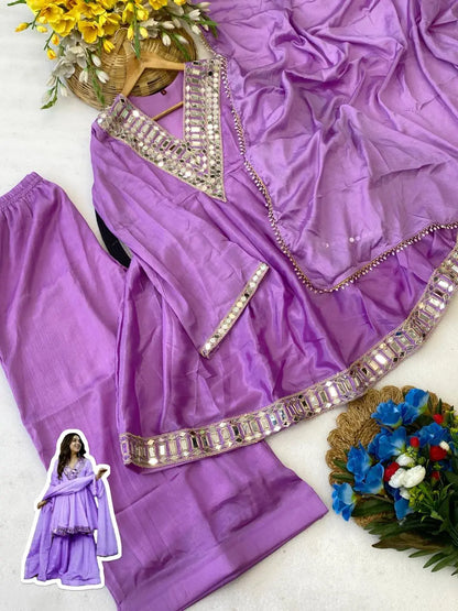 Aliya Cut Mirror Work Suit Set