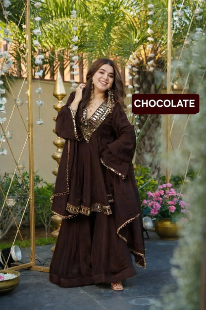 Aliya Cut Mirror Work Suit Set
