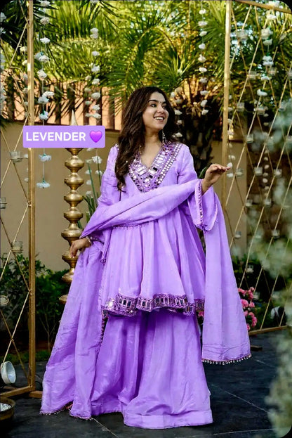 Aliya Cut Mirror Work Suit Set