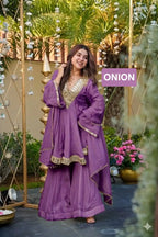 Aliya Cut Mirror Work Suit Set