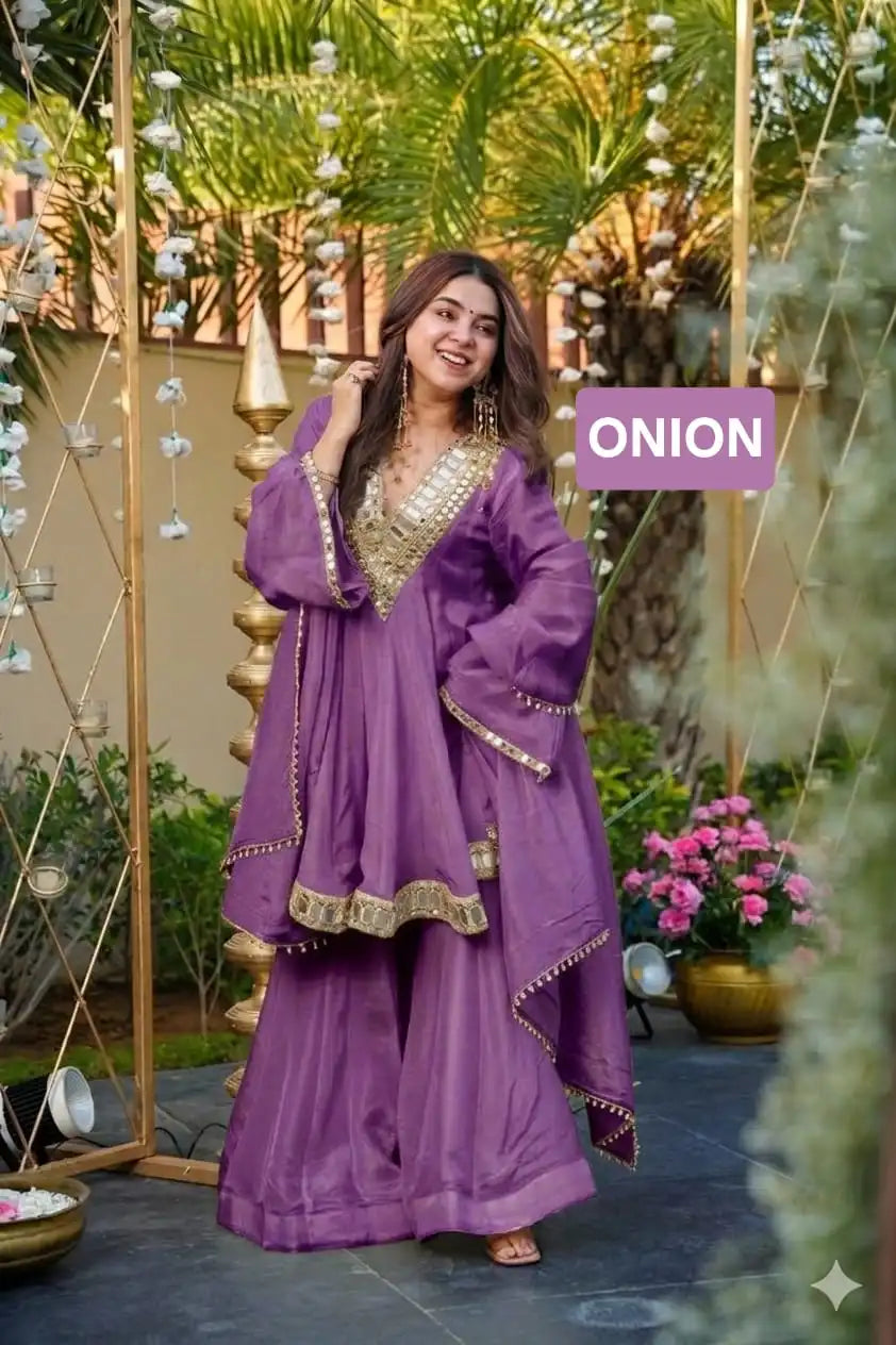 Aliya Cut Mirror Work Suit Set