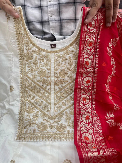 Anarkali Flared Kurti Pant Dupatta Set