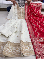 Anarkali Flared Kurti Pant Dupatta Set