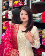 Anarkali Flared Kurti Pant Dupatta Set
