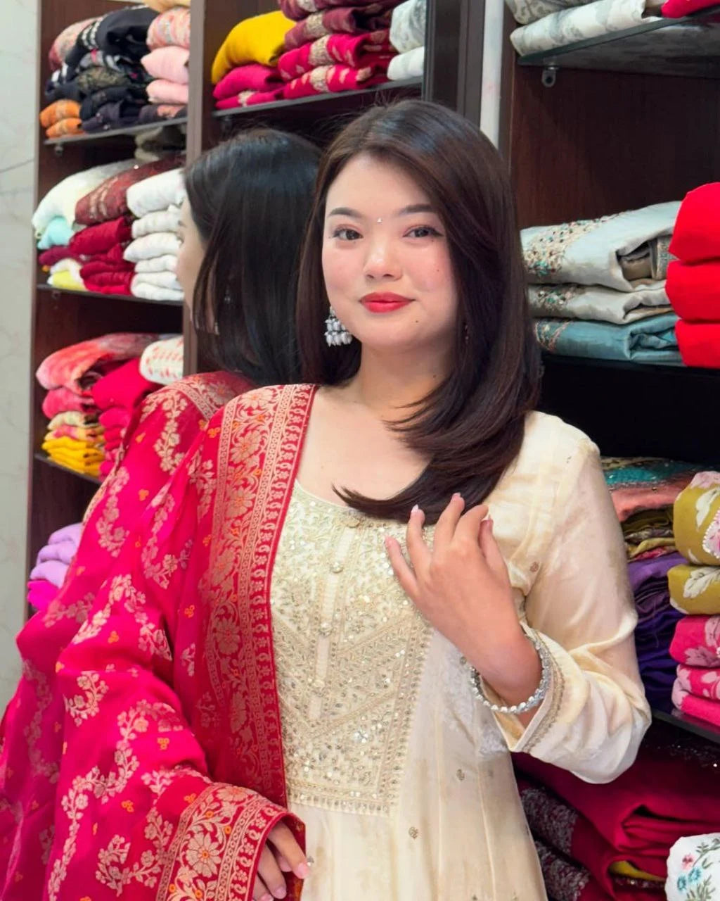 Anarkali Flared Kurti Pant Dupatta Set