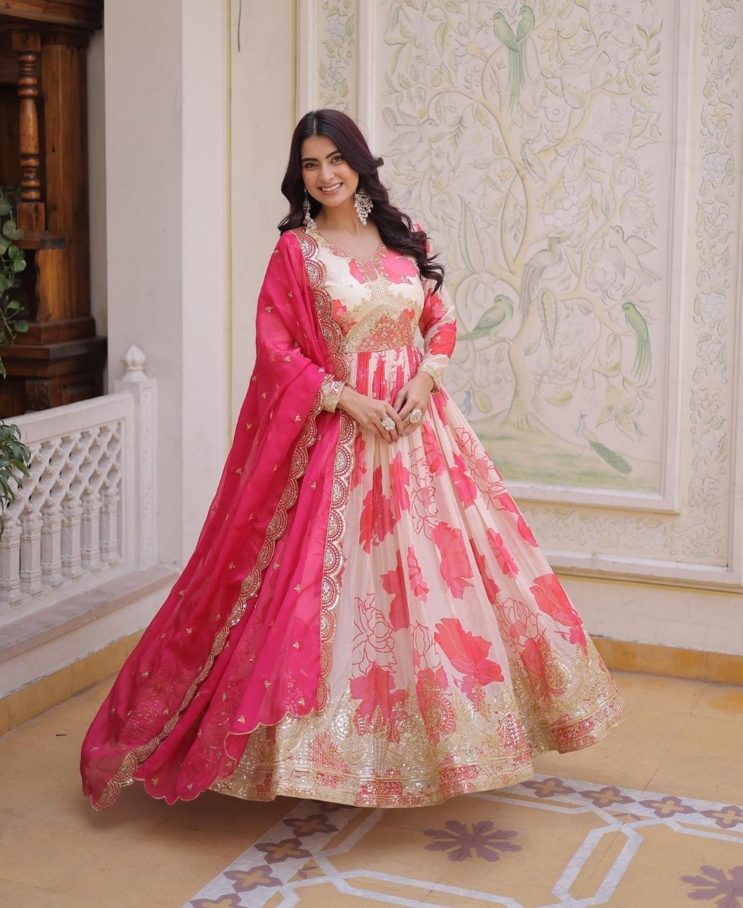 Anarkali Russian Silk Gown