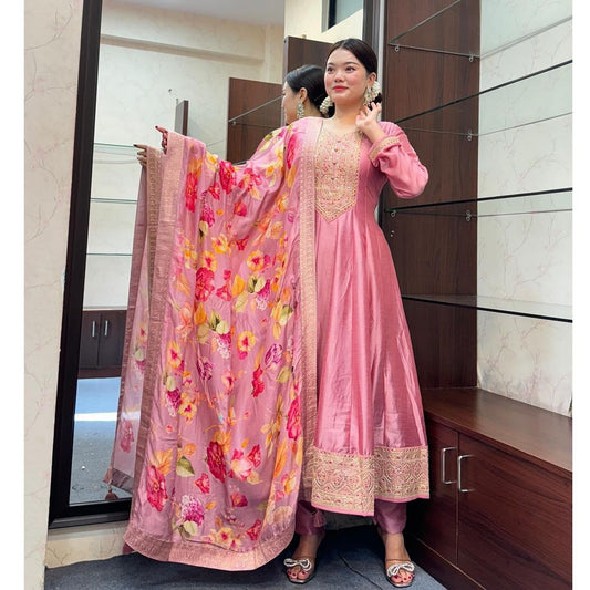 Anarkali Style Embroidered Suit Set for Weddings & Events