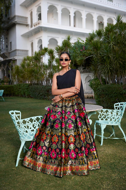 Banarasi Silk Lehenga Choli Set with Stitched Blouse