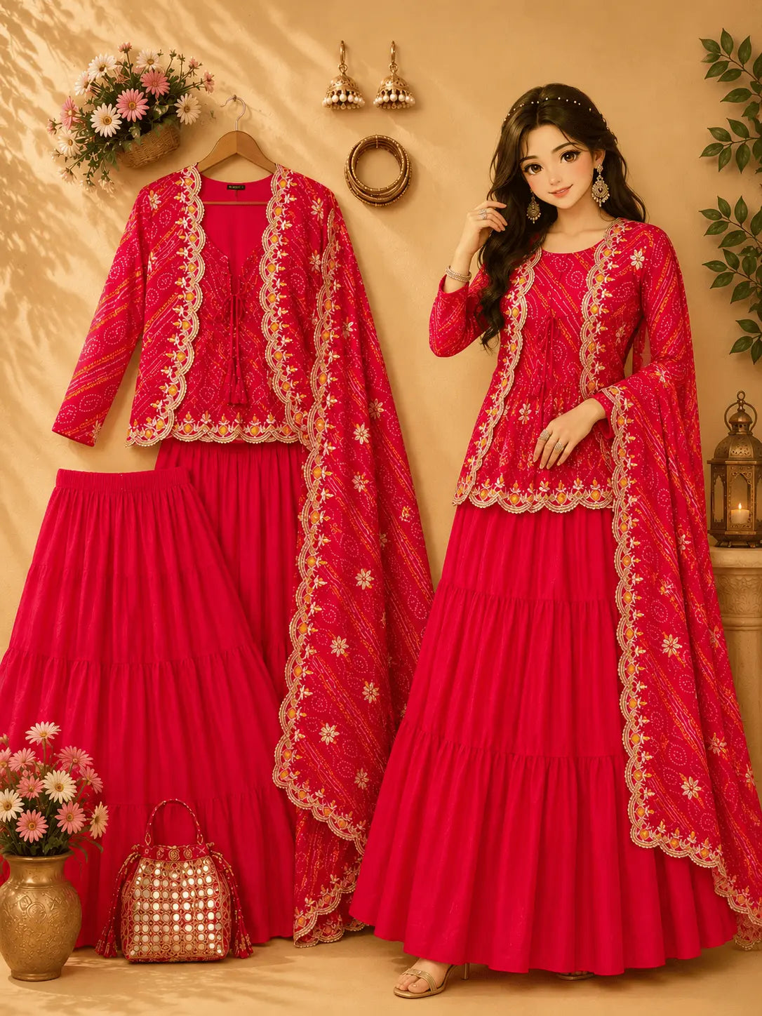 Bandej Lehenga Crop Top Suit Set