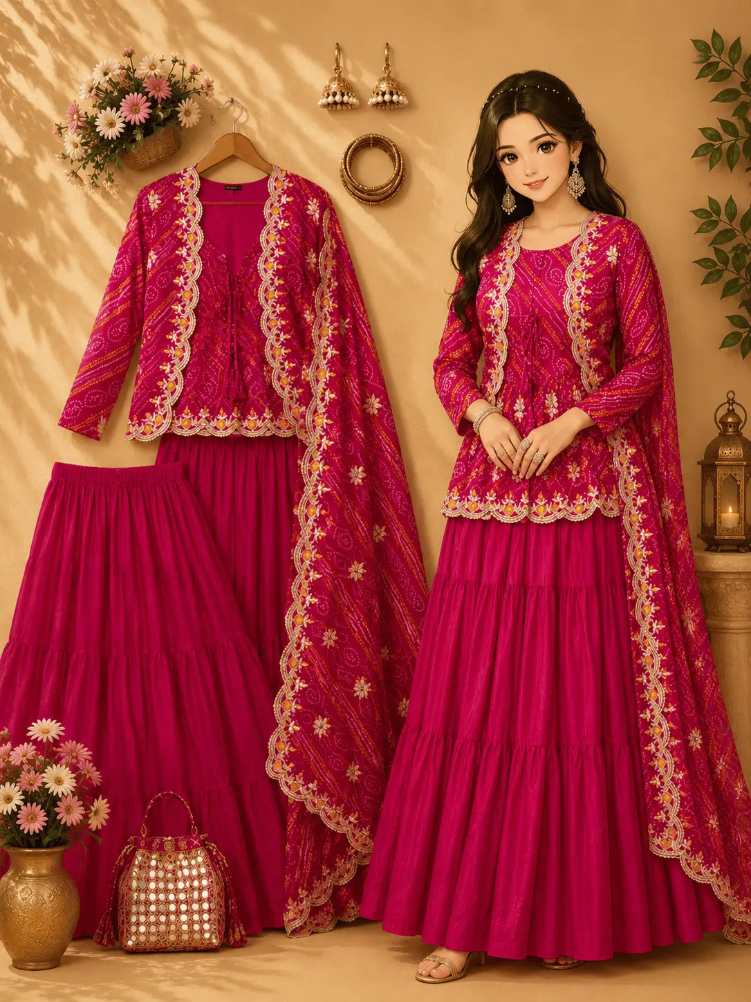Bandej Lehenga Crop Top Suit Set