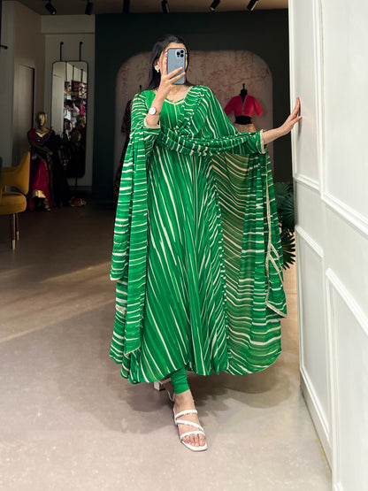 Bandhani Print Anarkali Kurta Set for Women Festive Wear