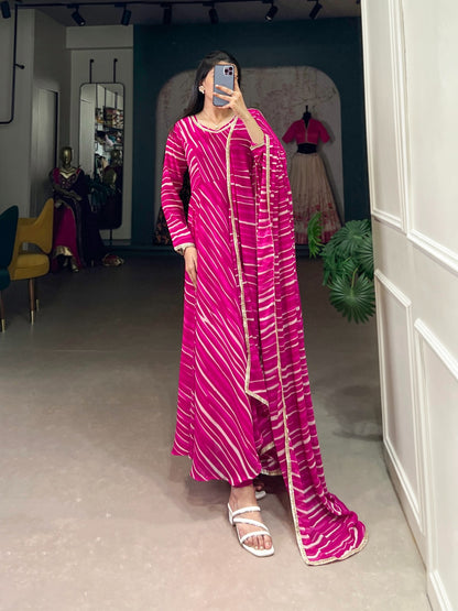 Bandhani Print Anarkali Kurta Set for Women Festive Wear