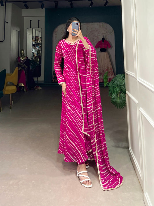Bandhani Print Anarkali Kurta Set for Women Festive Wear