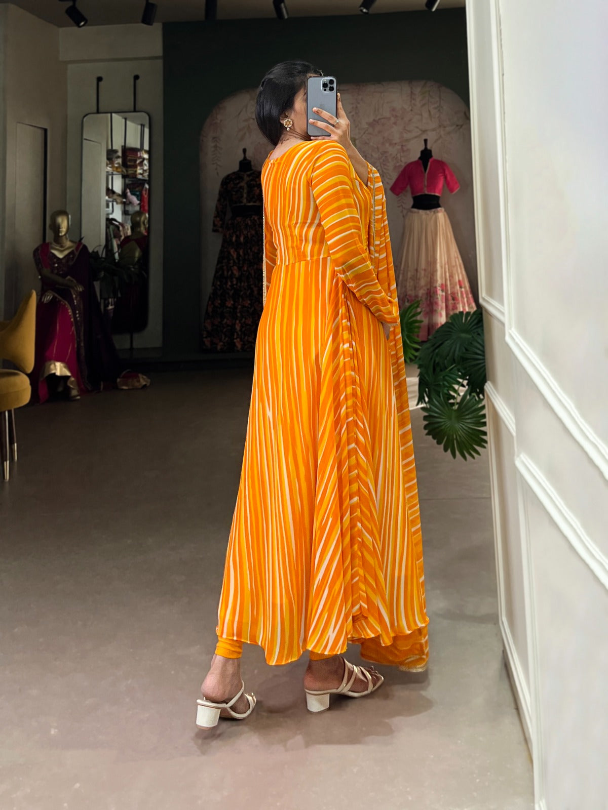 Bandhani Print Anarkali Kurta Set for Women Festive Wear