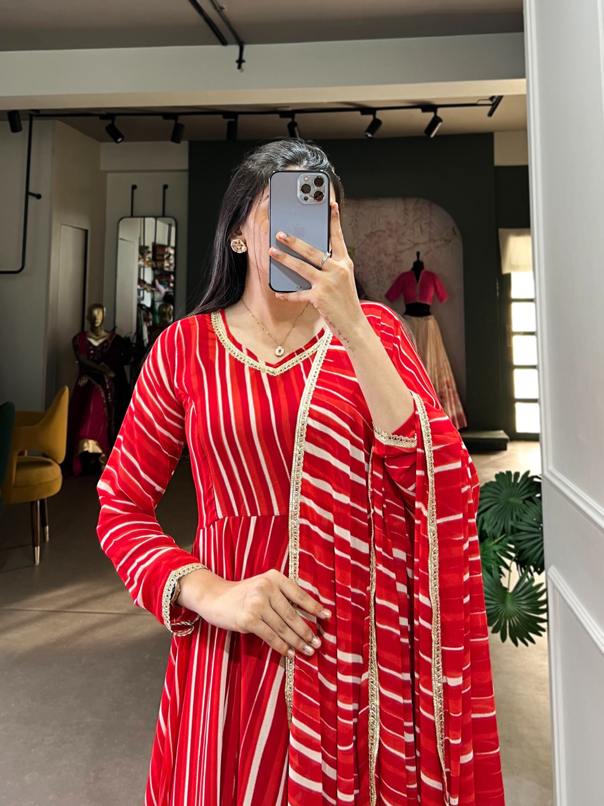 Bandhani Print Anarkali Kurta Set for Women Festive Wear