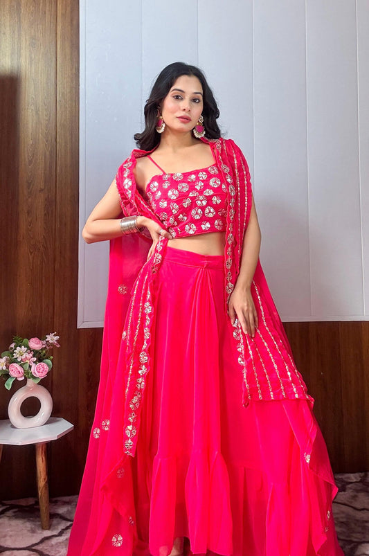Banglori Pink Lehenga Choli Set for Women