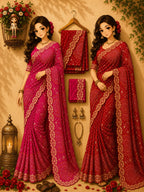 Banglori Silk Bandhej Pattern Saree
