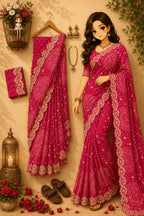 Banglori Silk Bandhej Pattern Saree