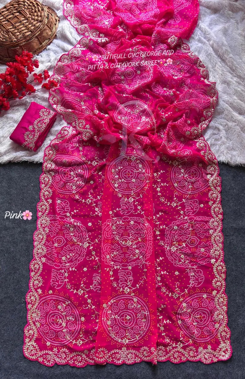 Banglori Silk Bandhej Pattern Saree