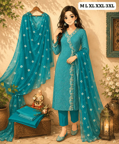 Beautiful Traditional Lehriya Mix Bandhani
