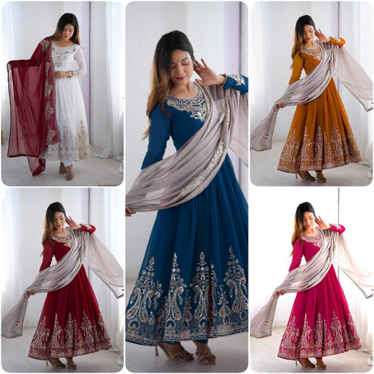 Beautiful Embroidered Anarkali Gowns in Vibrant Shades