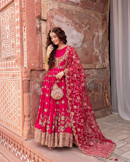 Bridal Anarkali Set with Heavy Embroidery and Dupatta