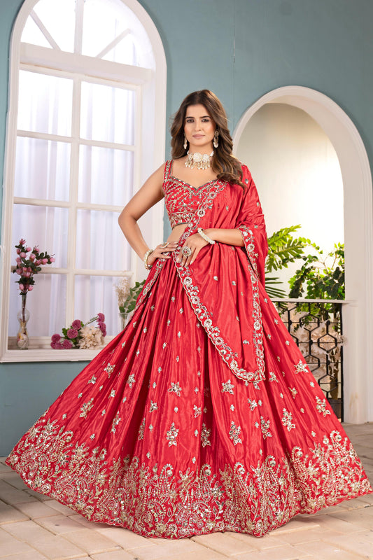 Bridal Red Lehenga Choli  Diwali Wedding Collection