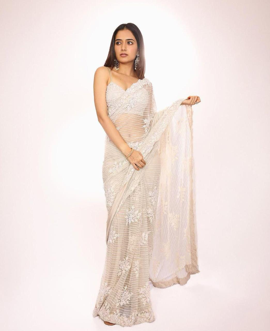 Butterfly Soft Net Saree with Sequin Embroidered Blouse