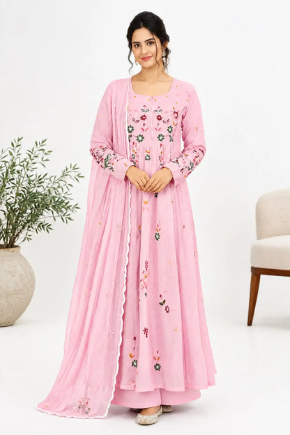 Chanderi Silk Anarkali Gown for Women