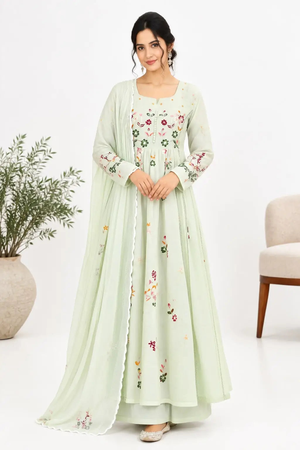 Chanderi Silk Anarkali Gown for Women