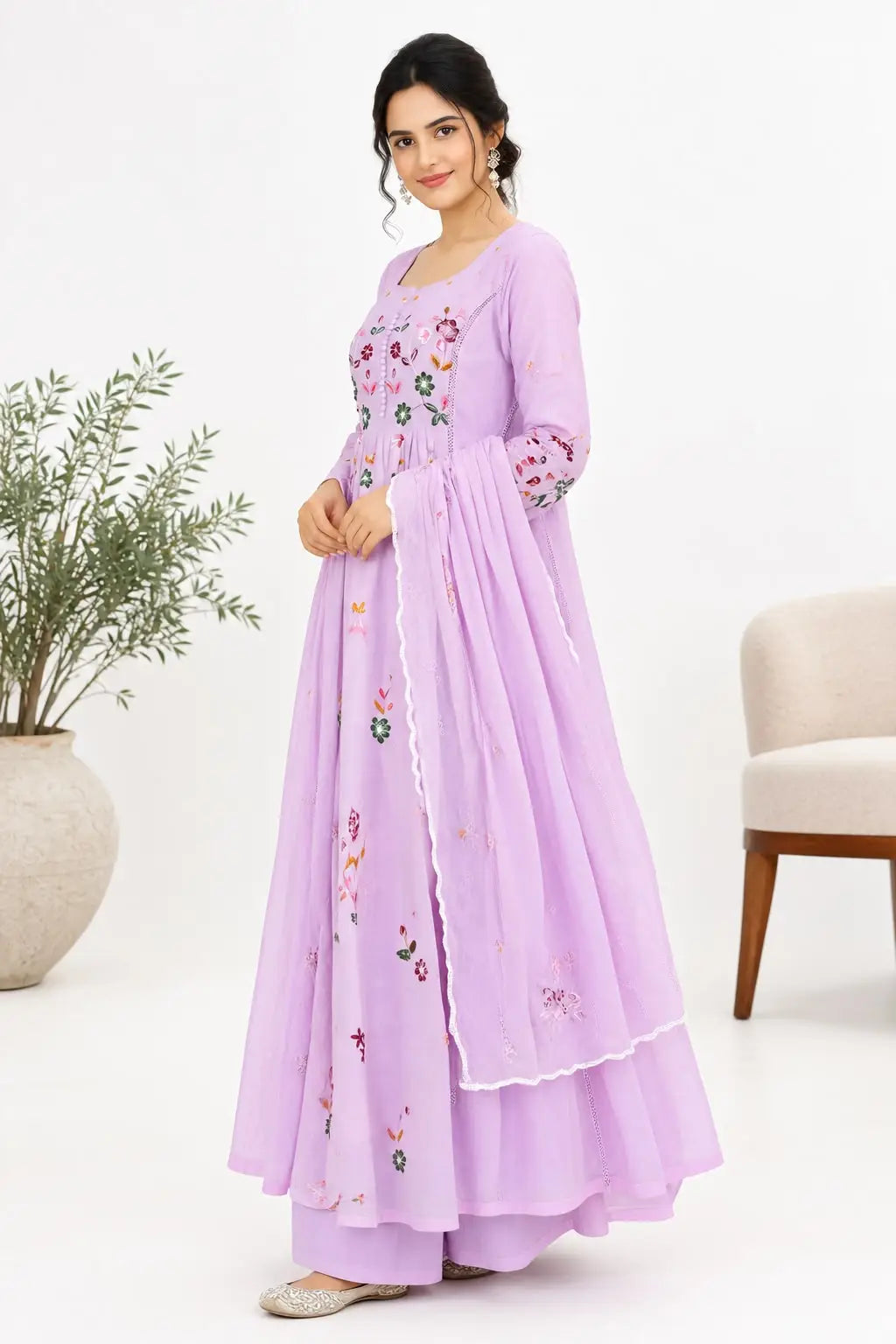 Chanderi Silk Anarkali Gown for Women