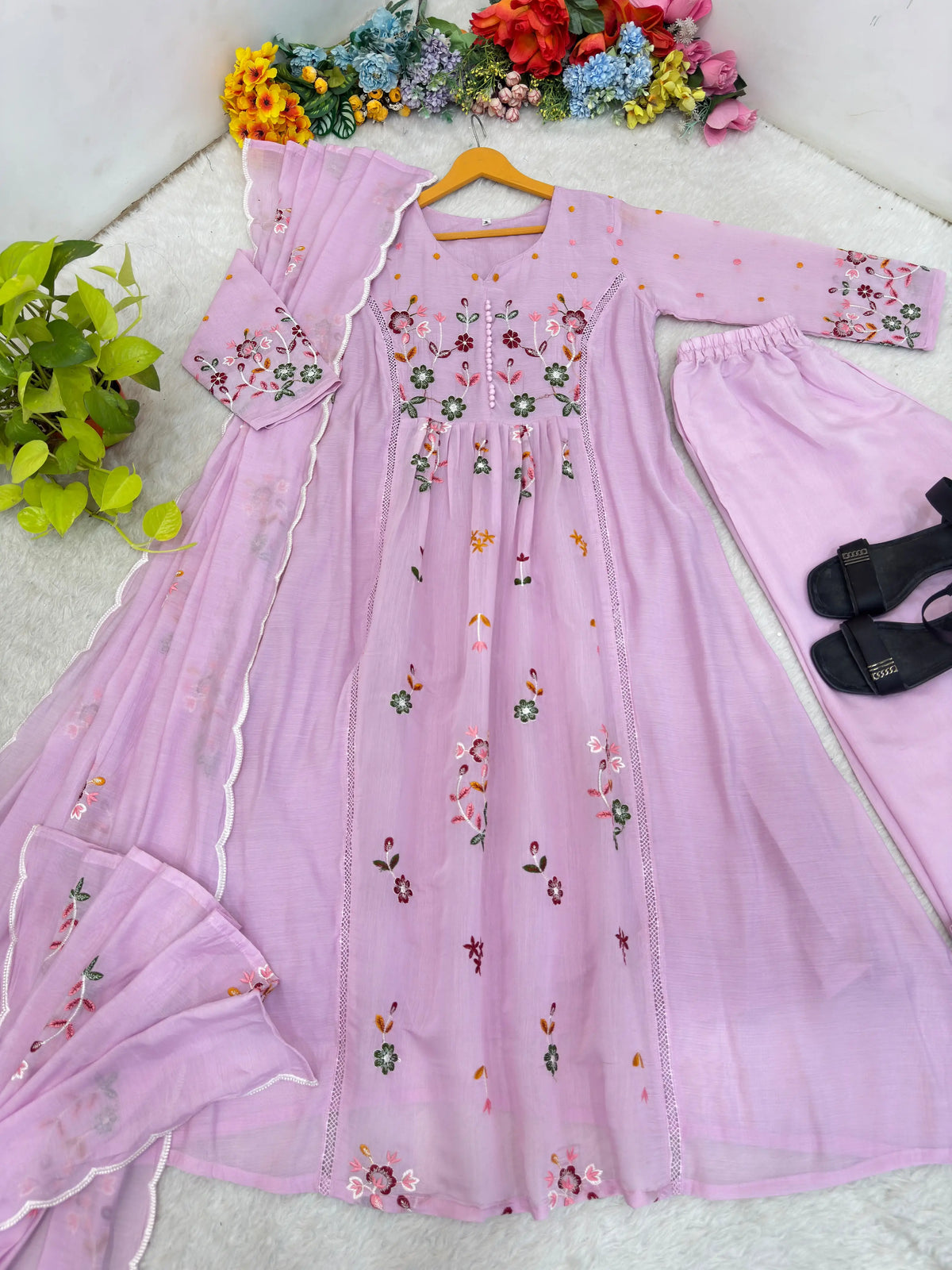 Chanderi Silk Anarkali Gown for Women