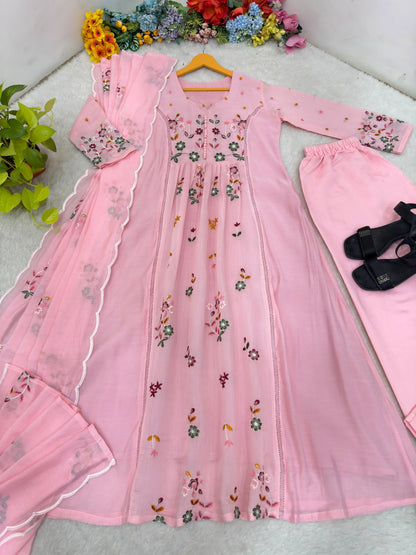 Chanderi Silk Anarkali Gown for Women