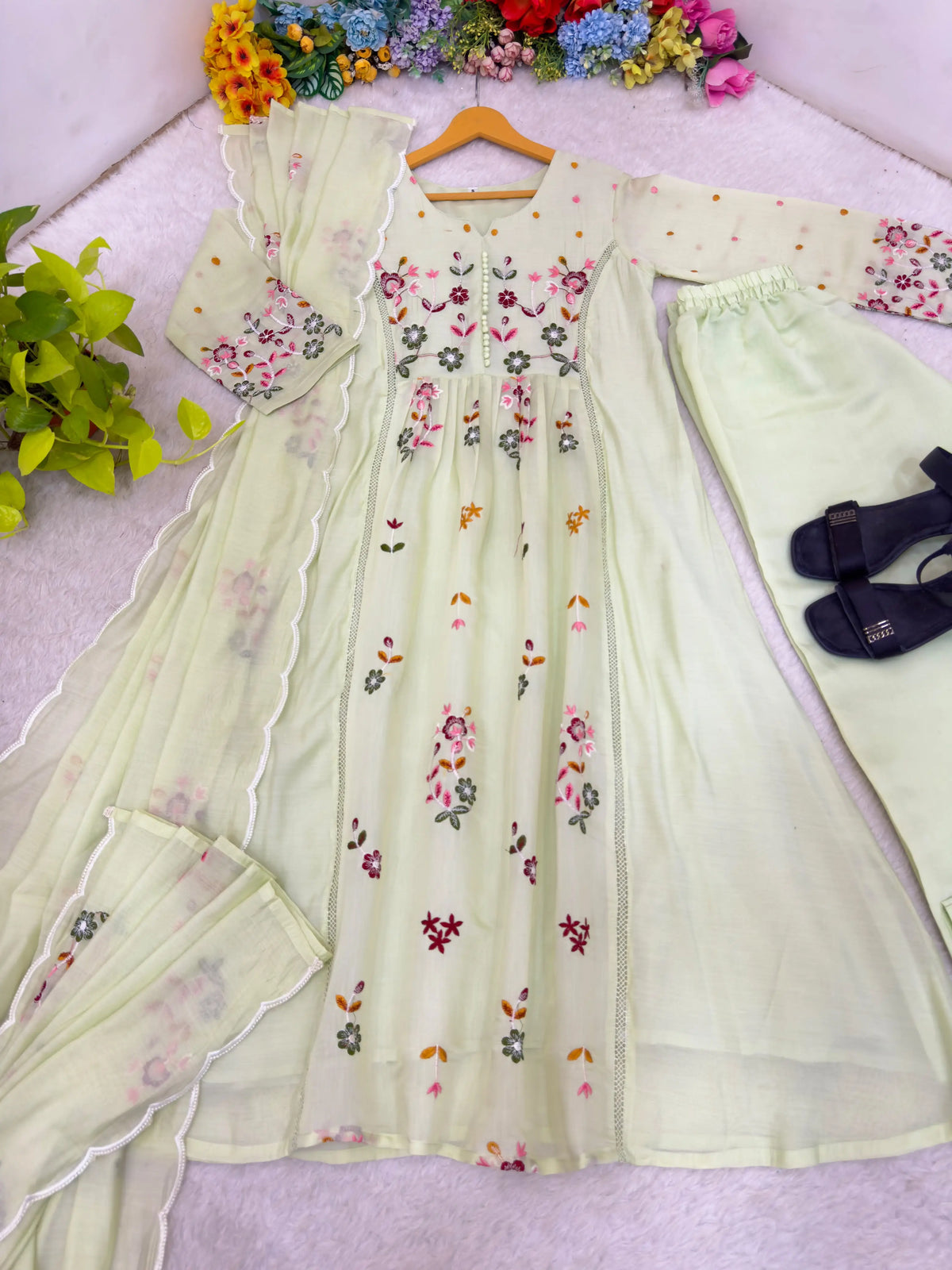 Chanderi Silk Anarkali Gown for Women