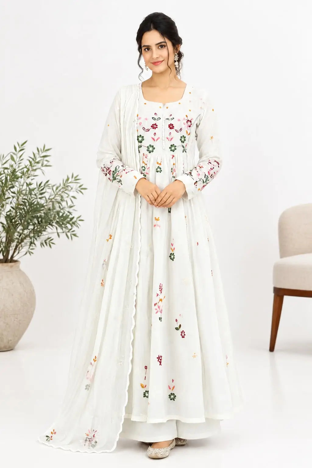 Chanderi Silk Anarkali Gown for Women