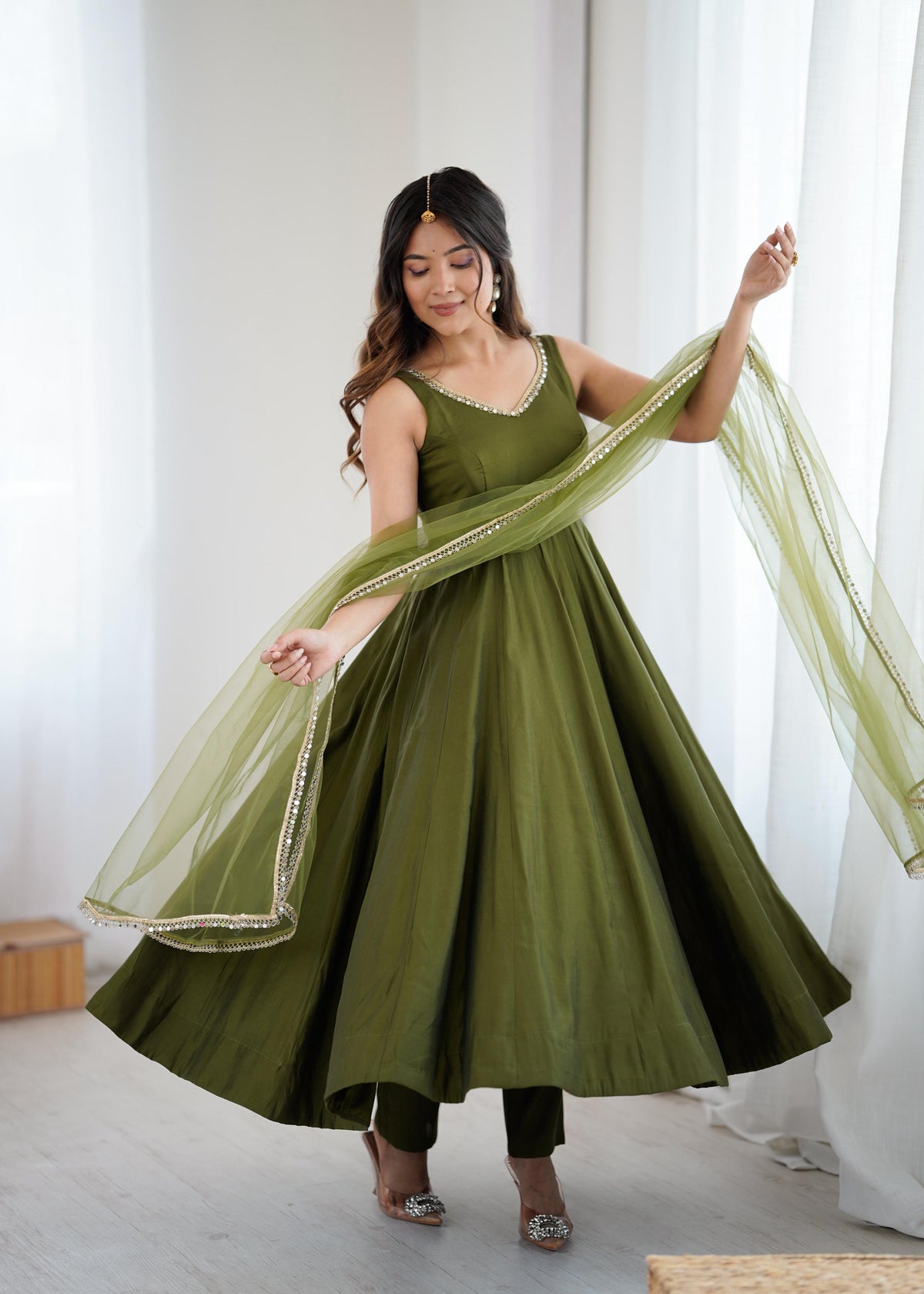 Chanderi Silk Anarkali Suit for Party Wear Collection