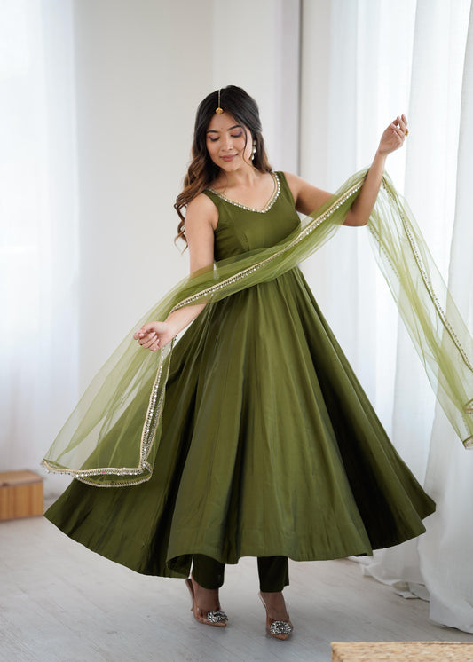 Chanderi Silk Anarkali Suit for Party Wear Collection