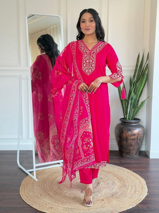 Chanderi Silk Kurta Pant with Dupatta for Events