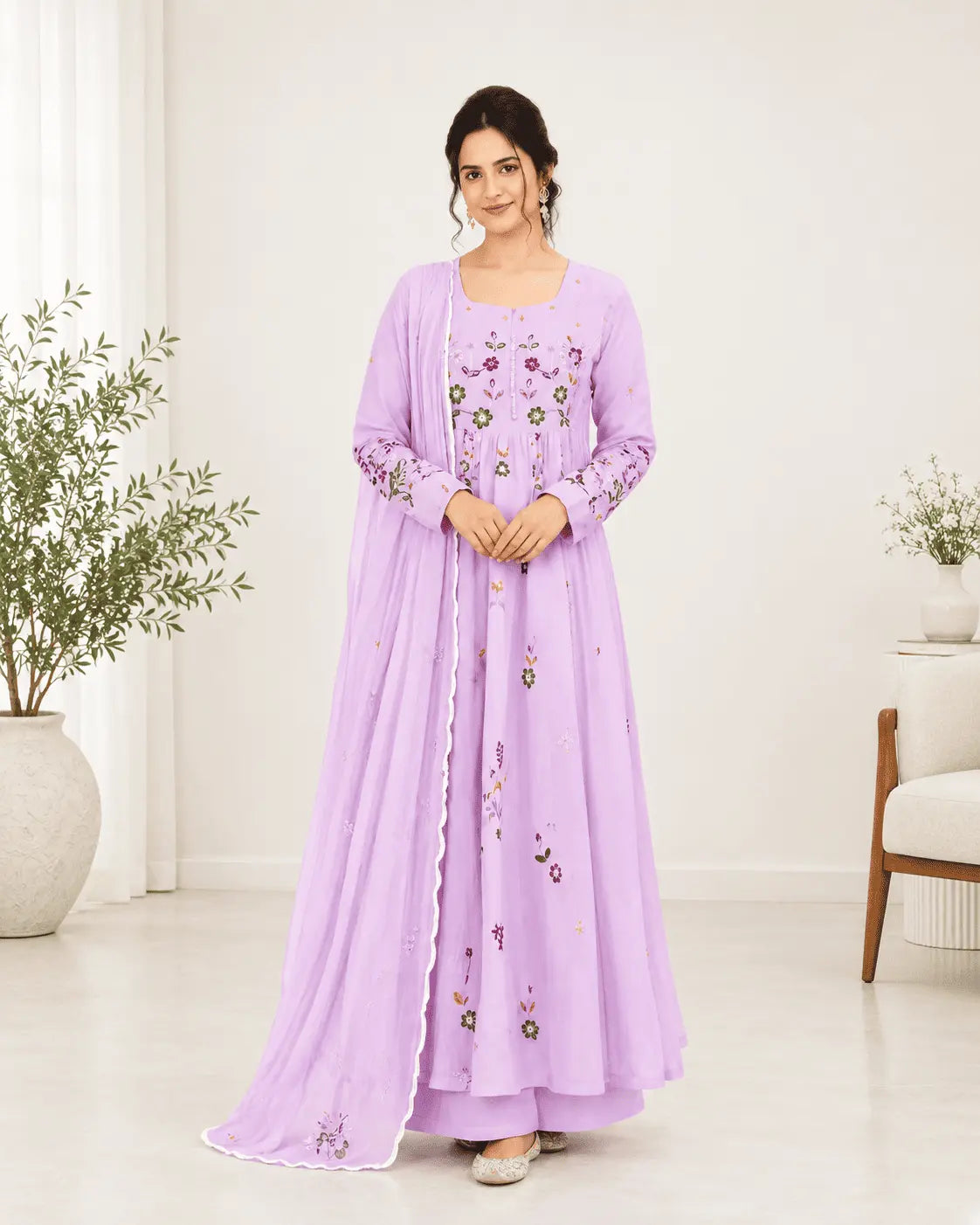 Chanderi Silk Anarkali Gown for Women