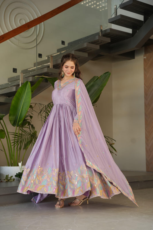 Chinnon Fabric Gown for Party Occasion & Wedding