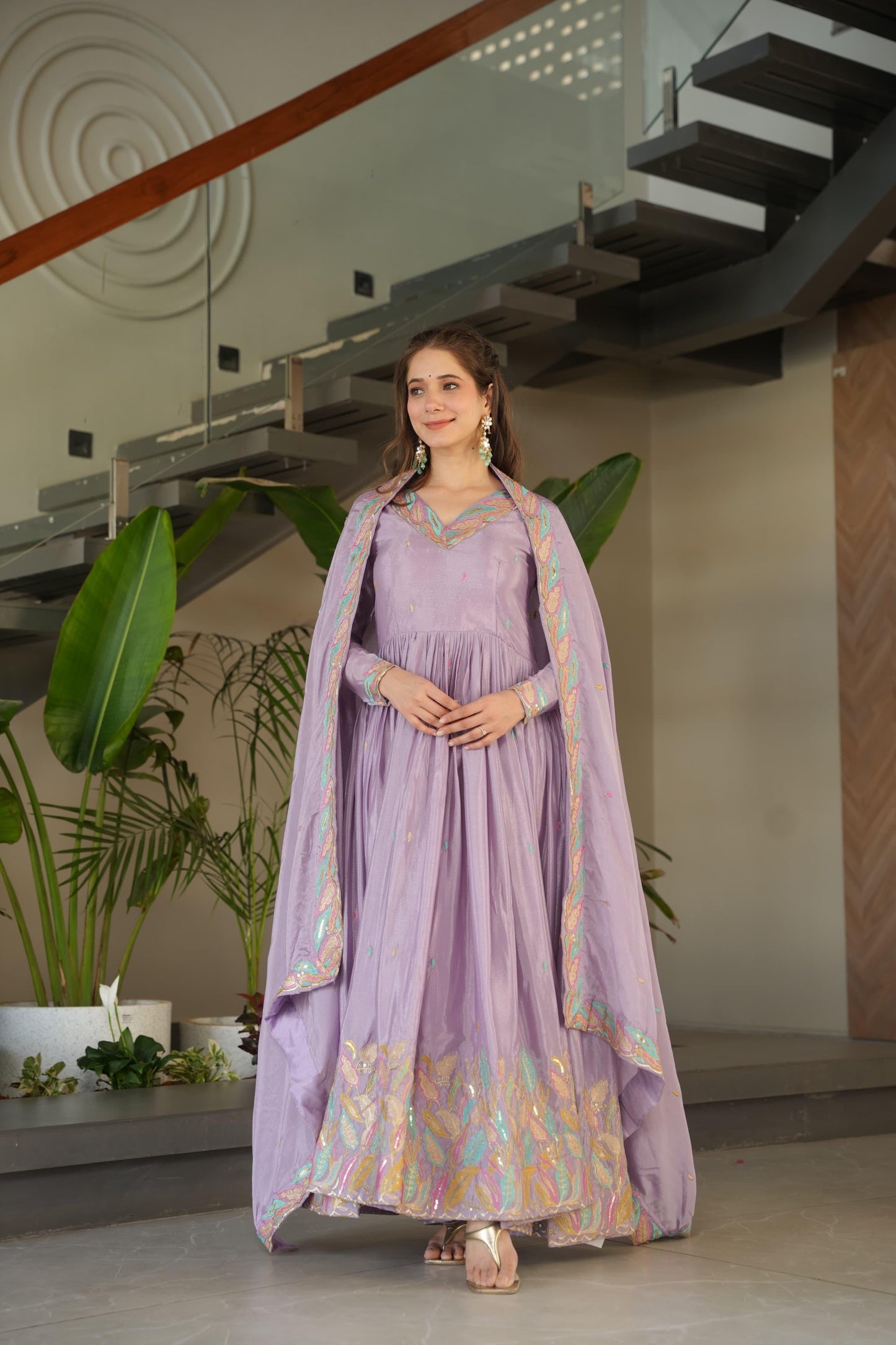 Chinnon Fabric Gown for Party Occasion & Wedding