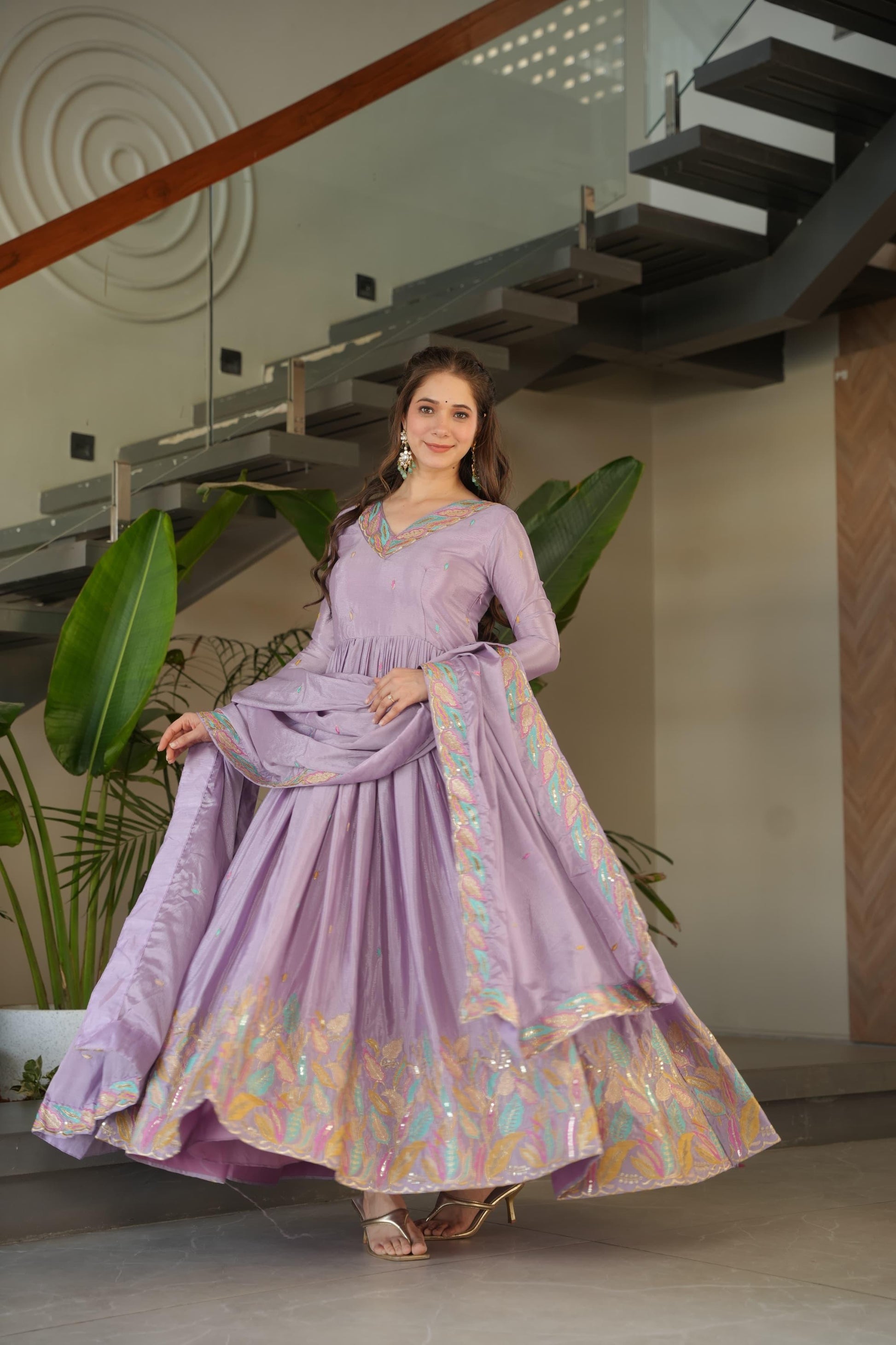 Chinnon Fabric Gown for Party Occasion & Wedding