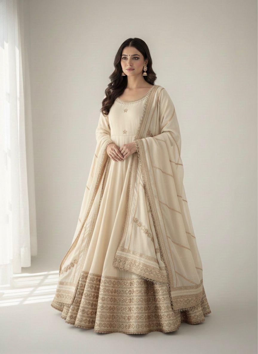 Chinon Silk Anarkali Gown Set