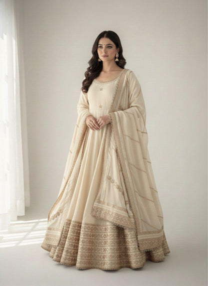 Chinon Silk Anarkali Gown Set